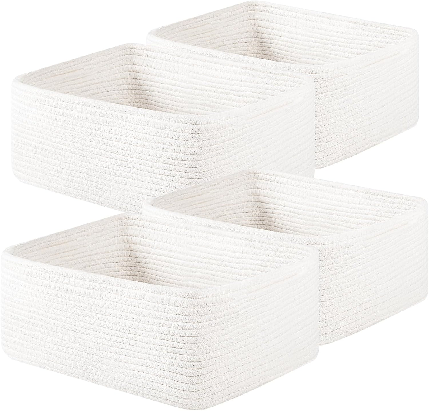 OIAHOMY 4 Pack 14.17*11.02*6.3IN Storage Baskets for Organizing Shelves, Woven Rope Baskets for