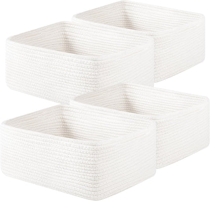 OIAHOMY 4 Pack 14.17*11.02*6.3IN Storage Baskets for Organizing Shelves, Woven Rope Baskets for