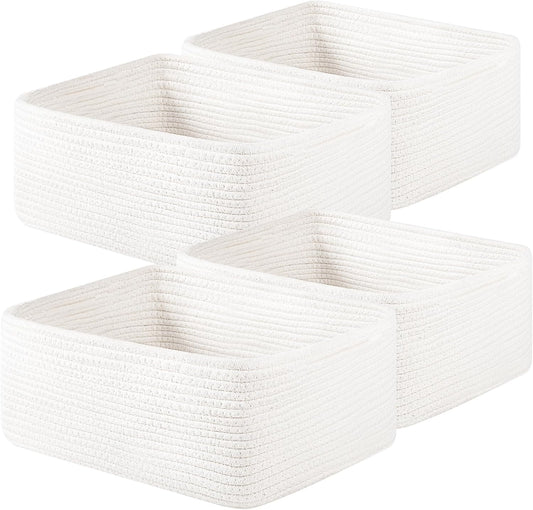 OIAHOMY 4 Pack 14.17*11.02*6.3IN Storage Baskets for Organizing Shelves, Woven Rope Baskets for