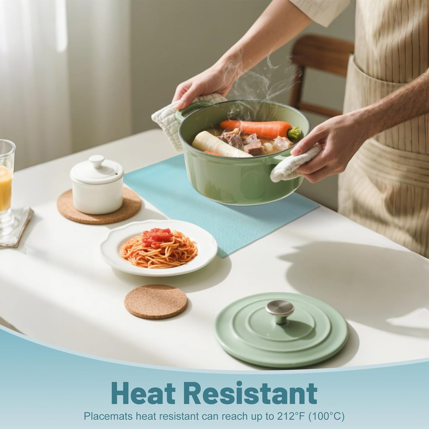 Placemats Set of 12，Non-Slip PVC Weave Table Mats Easy to Clean，Heat Resistant Place Mats for