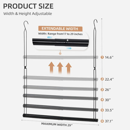 STORAGE MANIAC Hanging Closet Rod, Adjustable Width and Height Closet Hanging Organizer
