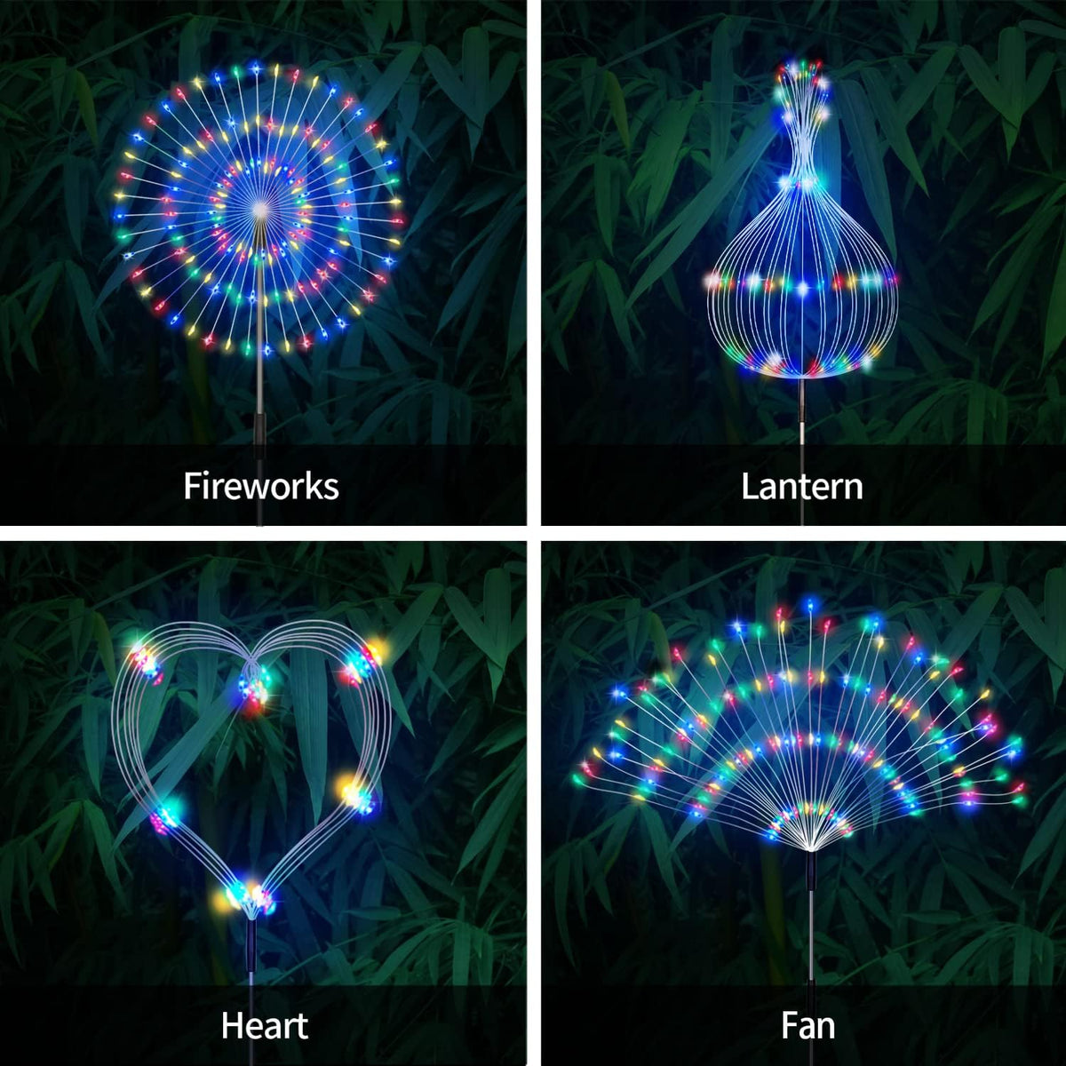 Outdoor Solar Garden Lights, 4 Pack 120 LED Copper Wire Waterproof Garden Fireworks Lamp with