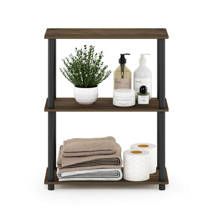 Furinno Turn-N-Tube Storage Shelves, 3-Tier Book Shelf, Corner Shelf, Toolless Open Shelves, for