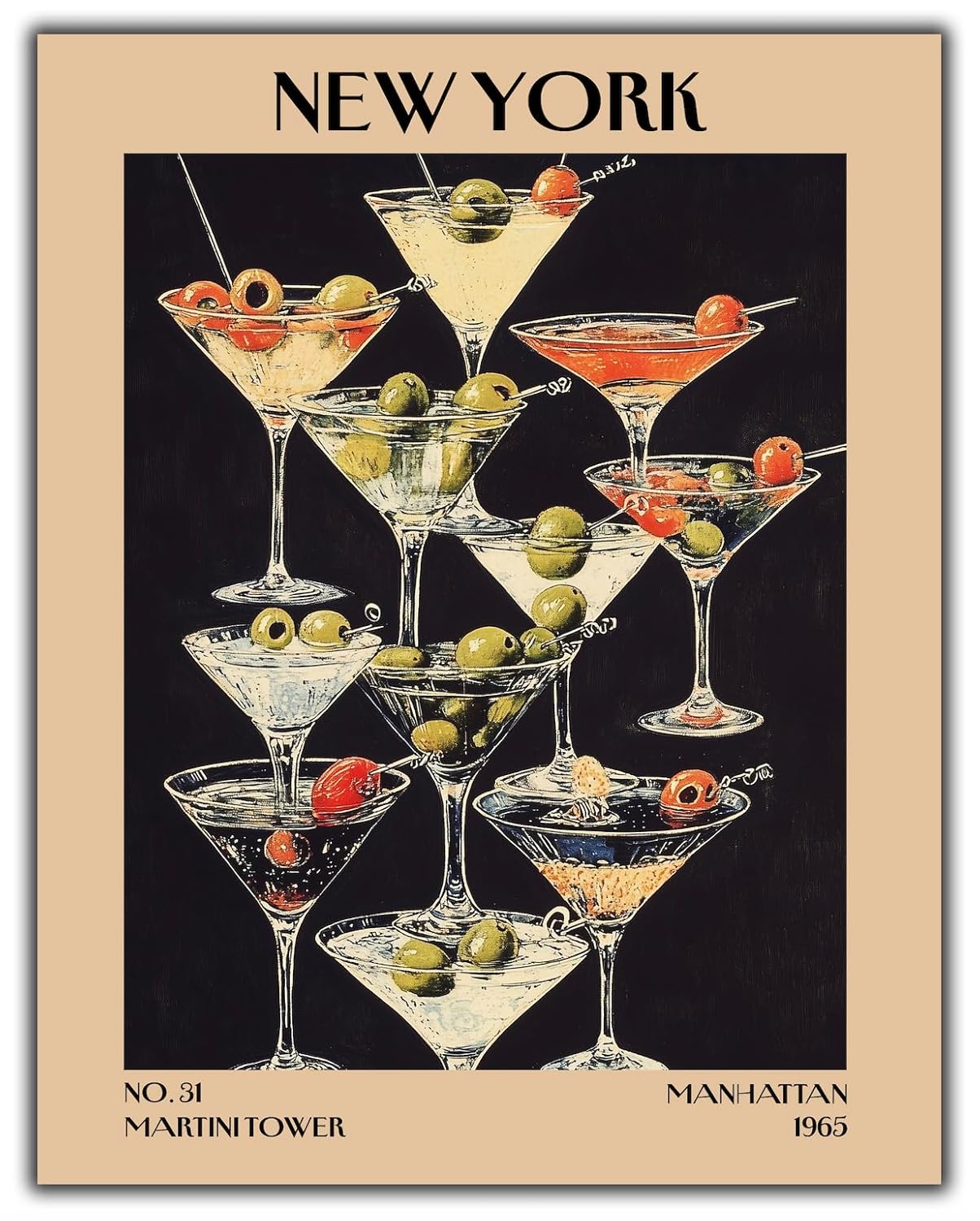 Retro Vintage New York Wall Art Print - 11x14 Unframed Poster - New York City Souvenirs, Cute