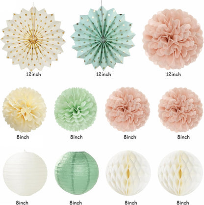 Sage-Green Blush-Pink Beige Birthday Party-Decorations - 21pcs Happy Banner,Cream Light Dusty Pink