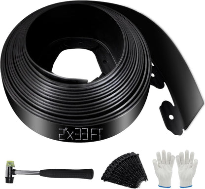 No Dig Landscape Edging 2" x 33FT Kit, Plastic Edging for Landscaping with 100 Spikes, for Garden