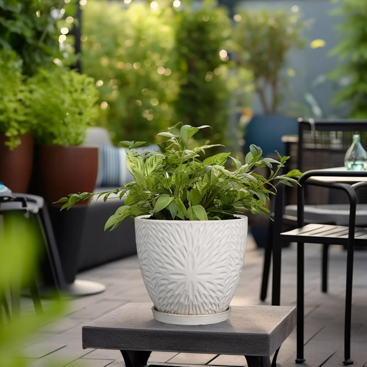 G EPGardening 8 Inch Ceramic Plant Pot with Drainage Hole and Saucer Round Planter Pot for Indoor