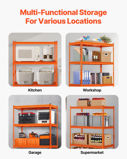 VEVOR Storage Shelves, 2400 lbs, 4 Tier Heavy Duty Garage Shelving, 20" D x 40" W x 60" H