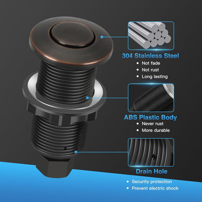 Garbage Disposal Air Switch Kit, UL Certified Professional Garbage Disposal Switch Button Power