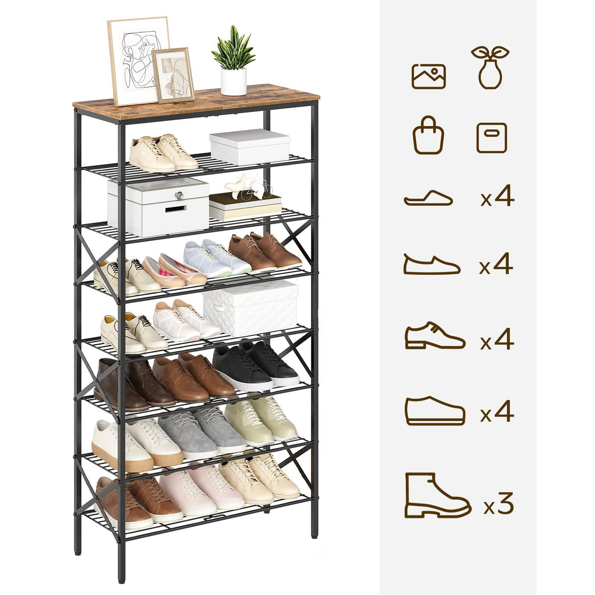 YATINEY 8 Tier Shoe Rack, Shoe Storage Organizer, Large Capacity Shoe Shelf Holds 32 Pairs of