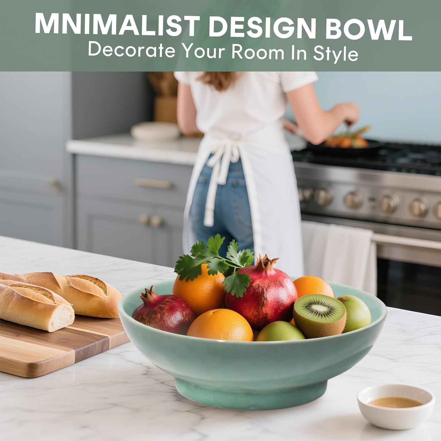 10" Decorative Bowl,Ceramic Fruit Bowl for Kitchen Counter,Coffee Table, Dining Room,Table