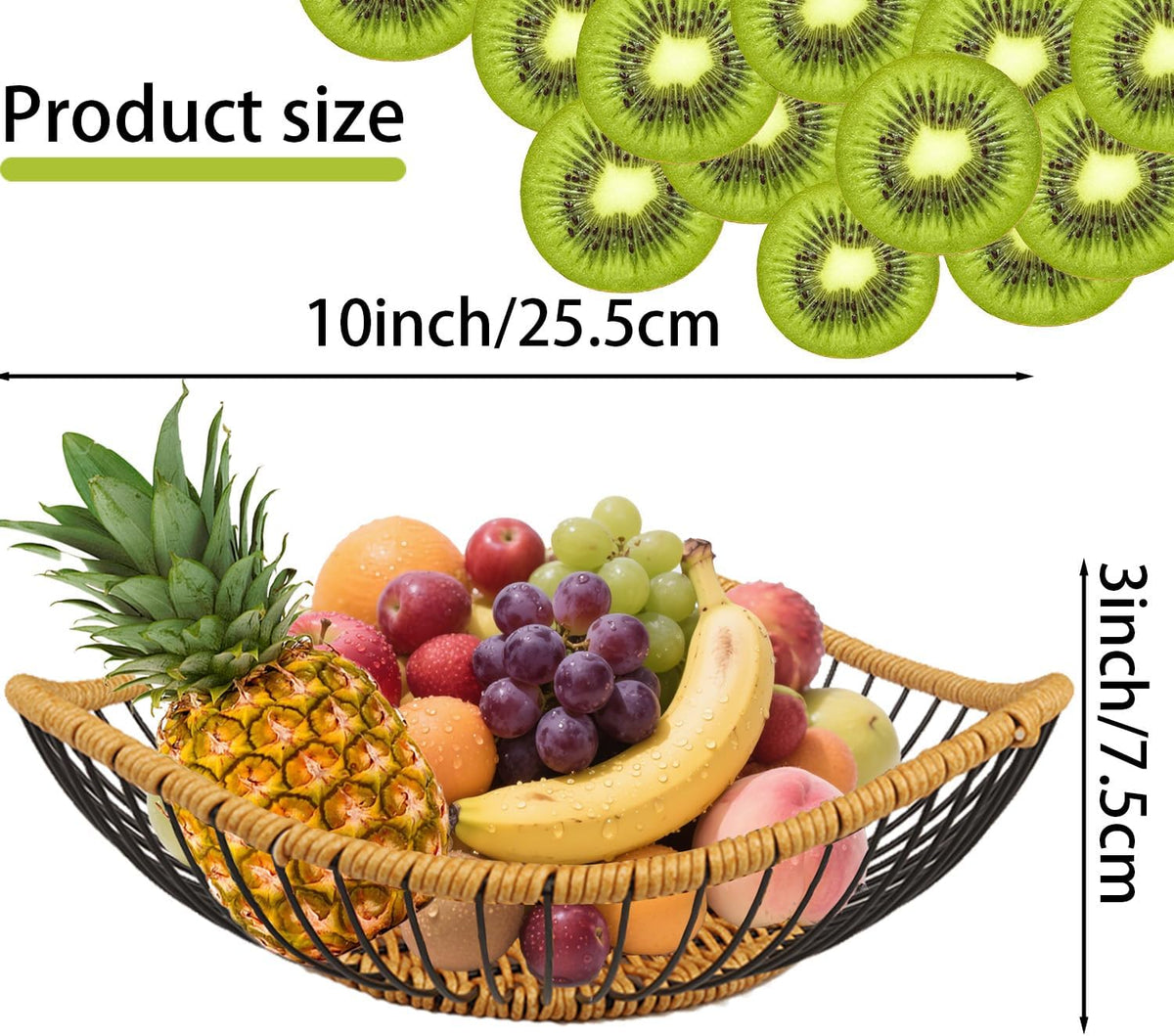 Vine Woven Iron Fruit Bowl, Metal Wire Fruit Basket, Vegetable Drain Basket, Storage Baskets for