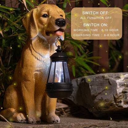 Garden Dog Statues Outdoor Decor, Solar Lights Outdoor Statue Outdoor Decorations Solar Dog