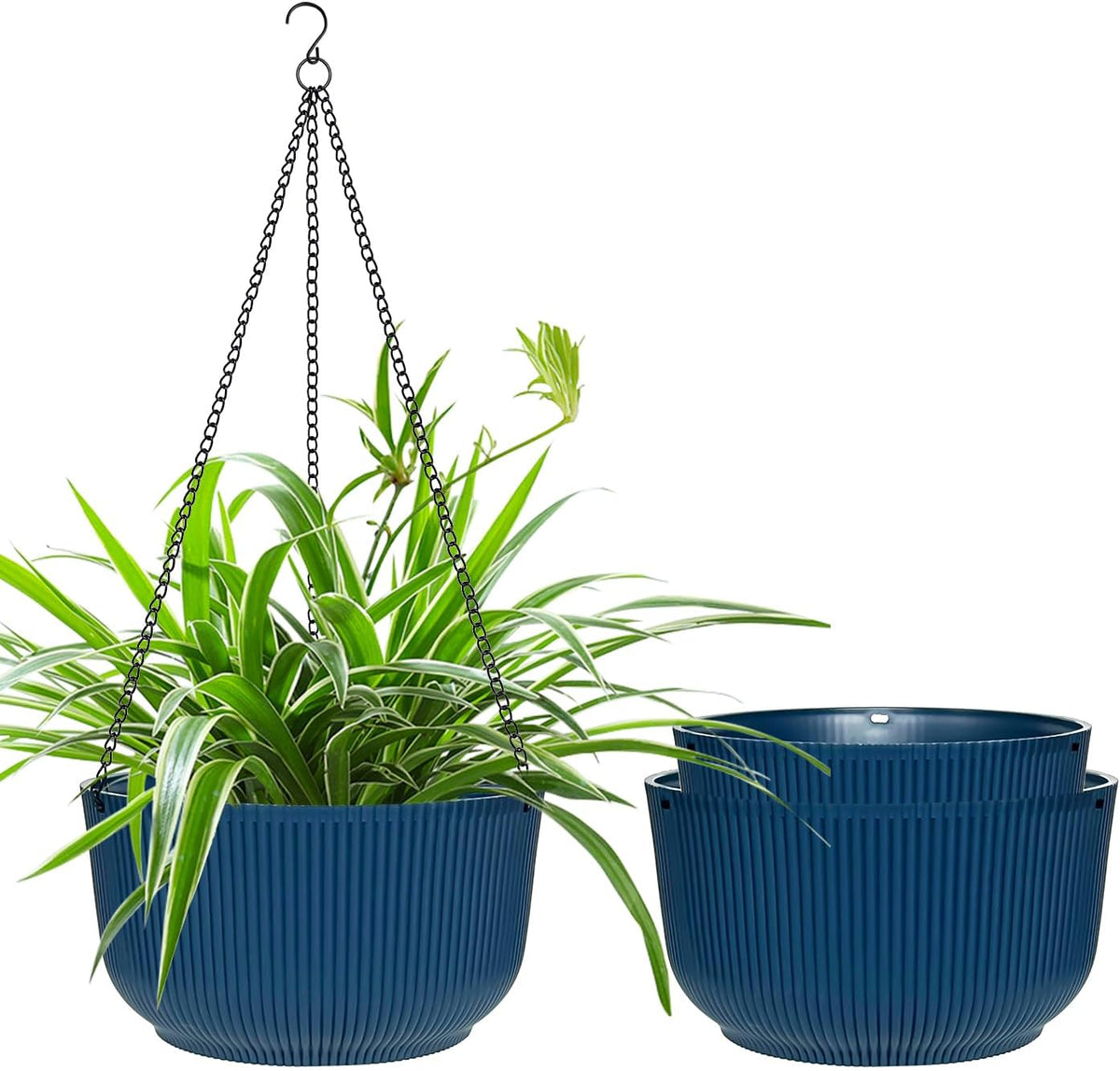 Hanging Planters 9/10/11 Inch for Indoor Plants, 3 Pack Plant Hanger Outdoor with Drainage Holes