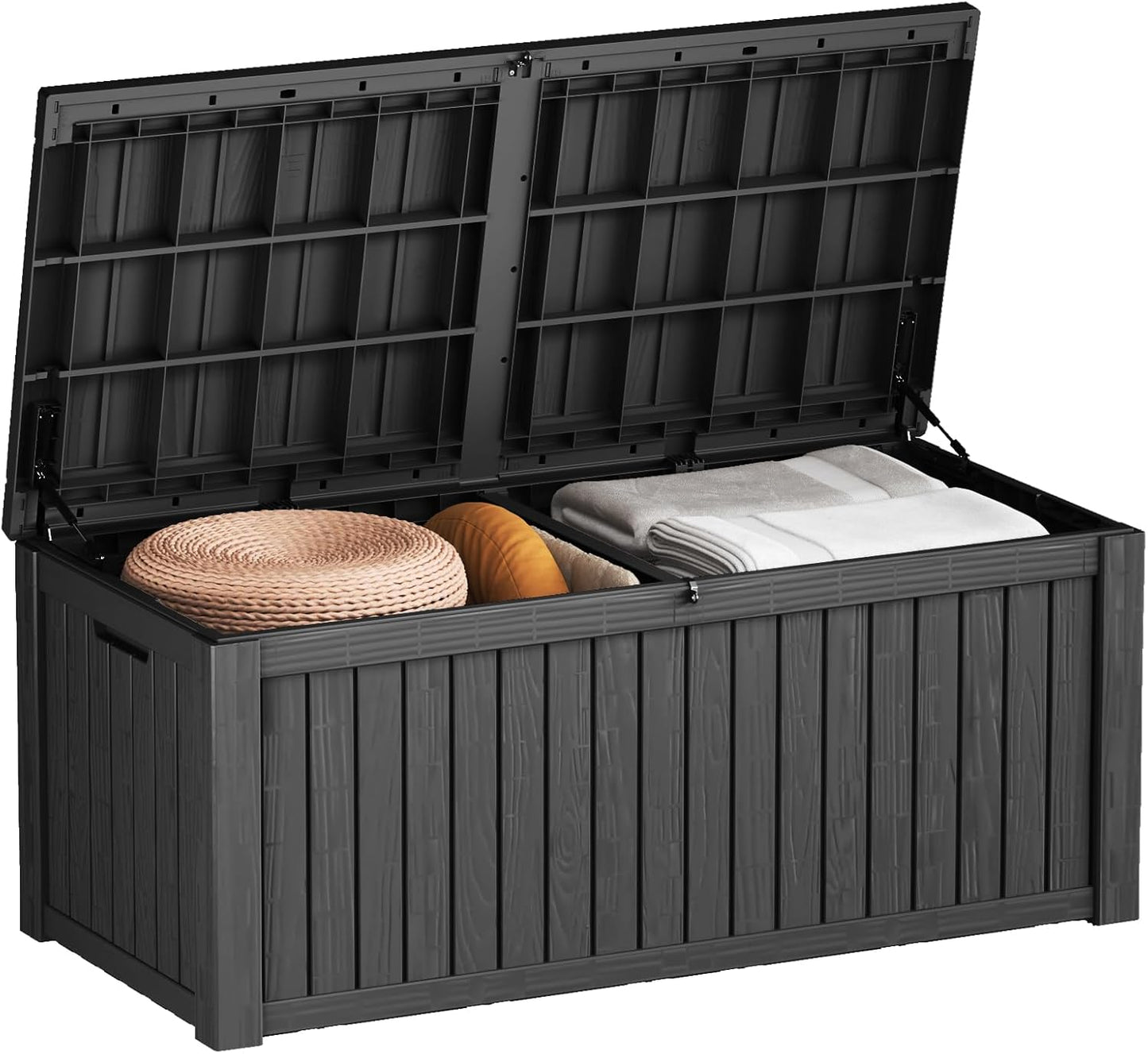 180 Gallon Outdoor Storage Box Waterproof Lockable Resin Deck Box Large, Patio Storage Bin for Pool