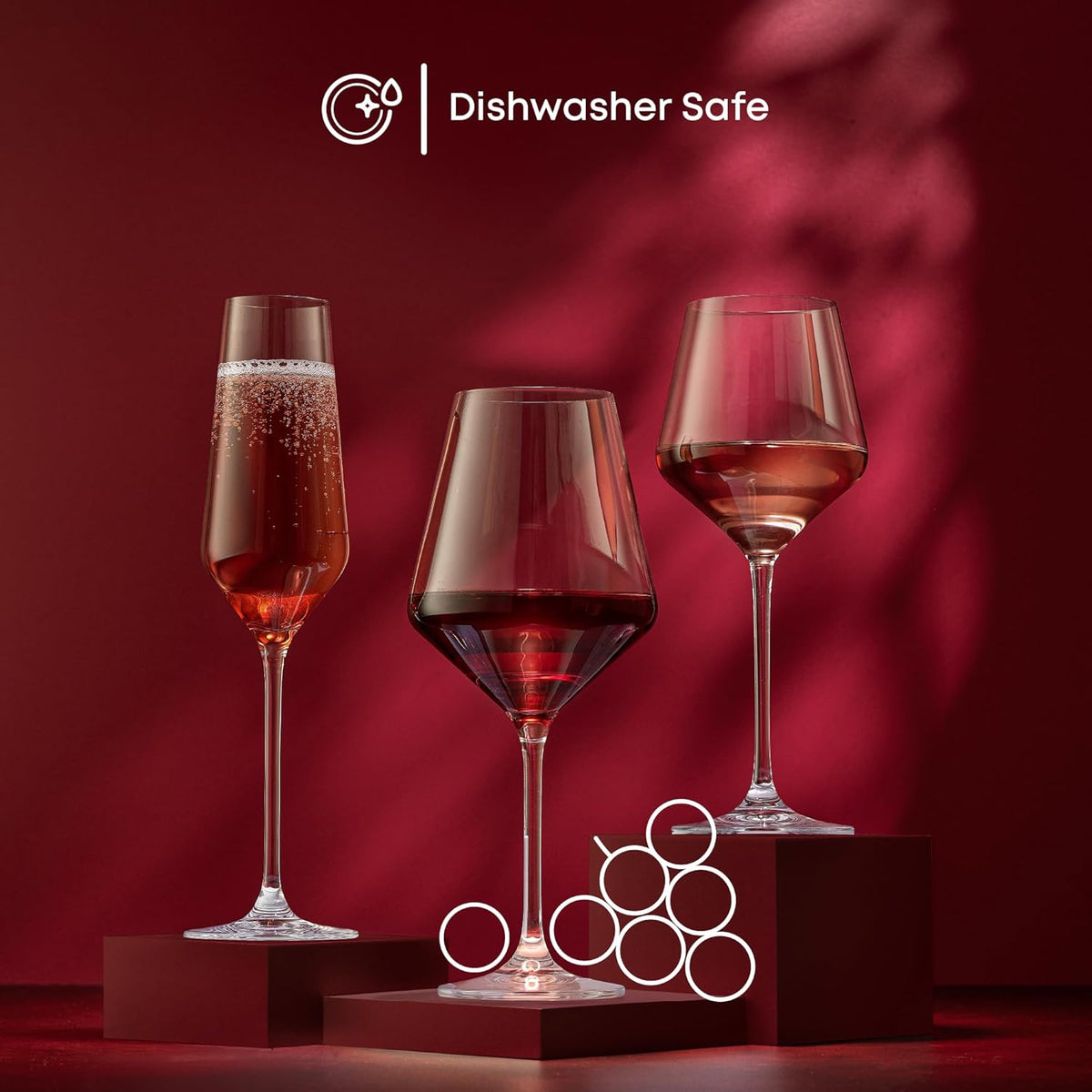 JoyJolt Champagne Glasses Layla Collection, Set of 4 – 6.7 oz Elegant Crystal Stemmed Champagne