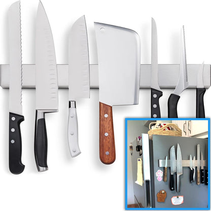 Premium Magnetic Knife Holder for Refrigerator that Doesn't Slide – 17 Inch Professional Double
