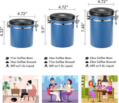 ShanSon Coffee Canister Airtight Coffee Container Stainless Steel Coffee Bean Storage Container