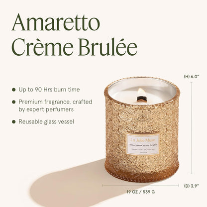 LA JOLIE MUSE Fall Candle | Amaretto Crème Brûlée – Almond Liqueur, Dry Fruit & Caramel | 19 oz