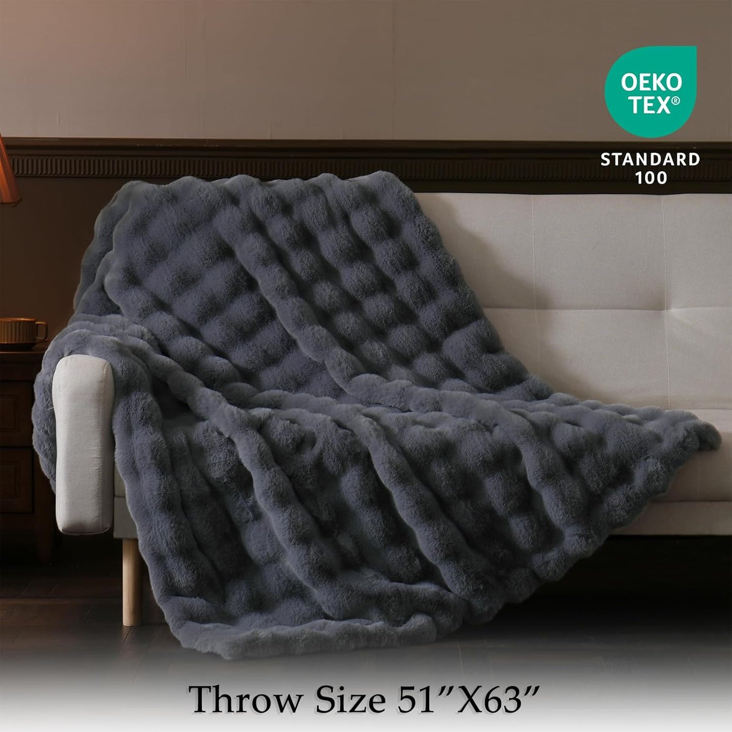 BENVWE Faux Fur Throw Blanket for Couch - Thickened Fluffy Soft Bubble Blanket for Living Room Home
