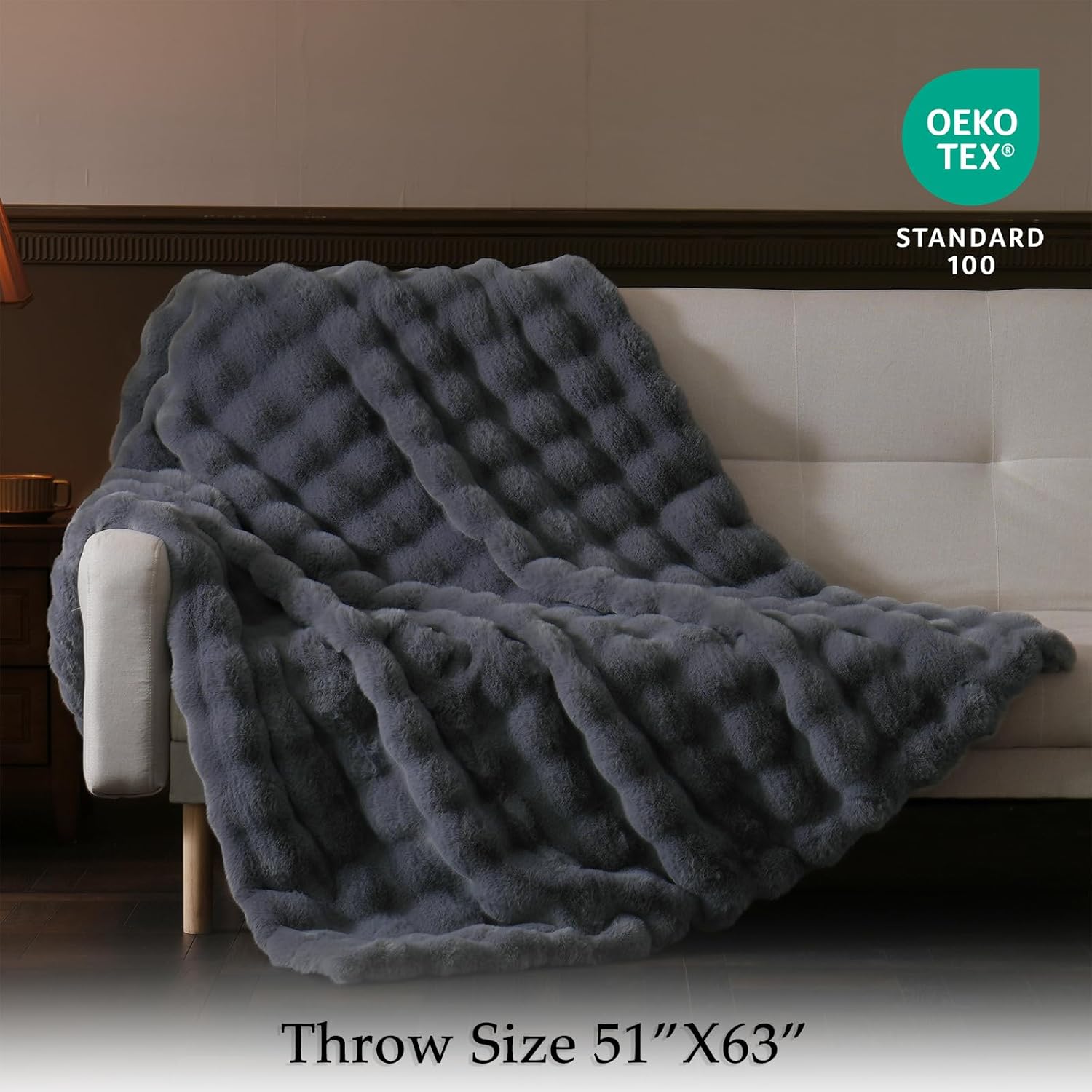 BENVWE Faux Fur Throw Blanket for Couch - Thickened Fluffy Soft Bubble Blanket for Living Room Home