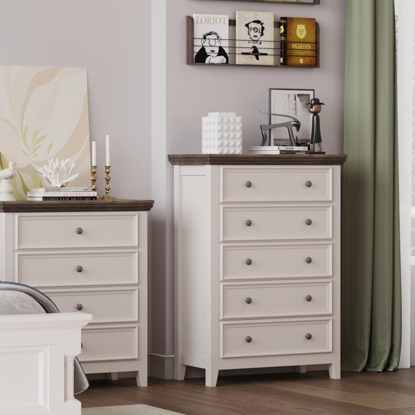 BLANKSPACE Dresser for Bedroom, 5 Drawer Dresser, Modern 5 Chest of Drawers, Farmhouse Storage