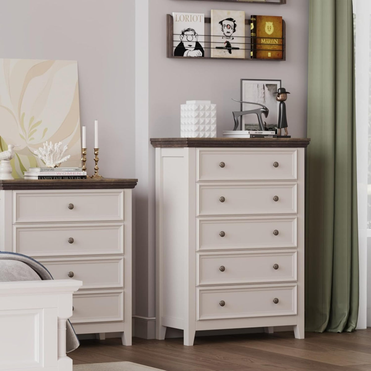 BLANKSPACE Dresser for Bedroom, 5 Drawer Dresser, Modern 5 Chest of Drawers, Farmhouse Storage