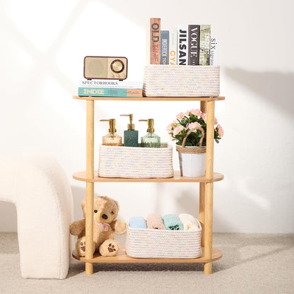 Small Storage Baskets for Organizing | Closet Organizer Bins | Shelf Toy Basket | Woven Rope