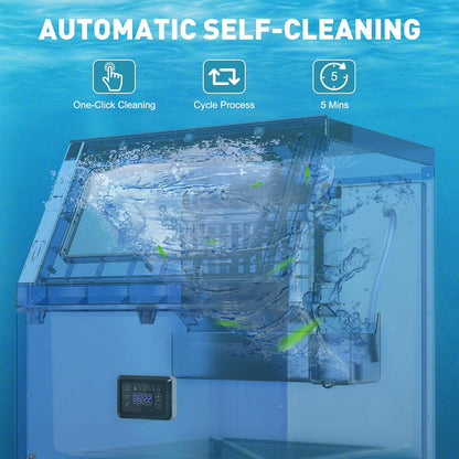 Commercial Ice Maker Machine, 175Lbs/24H with 45Lbs Storage, 55Pcs Clear Ice Cubes in 8-15Mins
