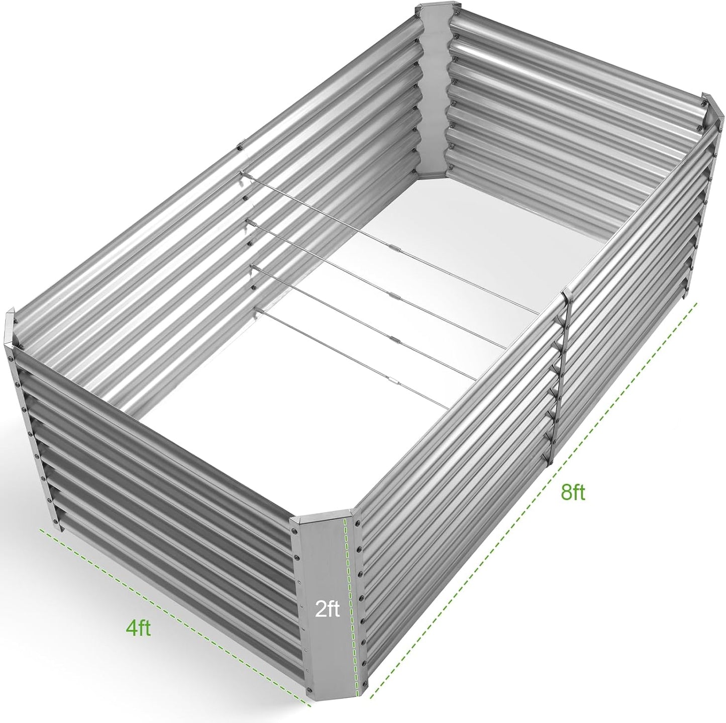 Land Guard 8×4×2 ft Galvanized Raised Garden Bed Kit, Galvanized Planter Raised Garden Boxes