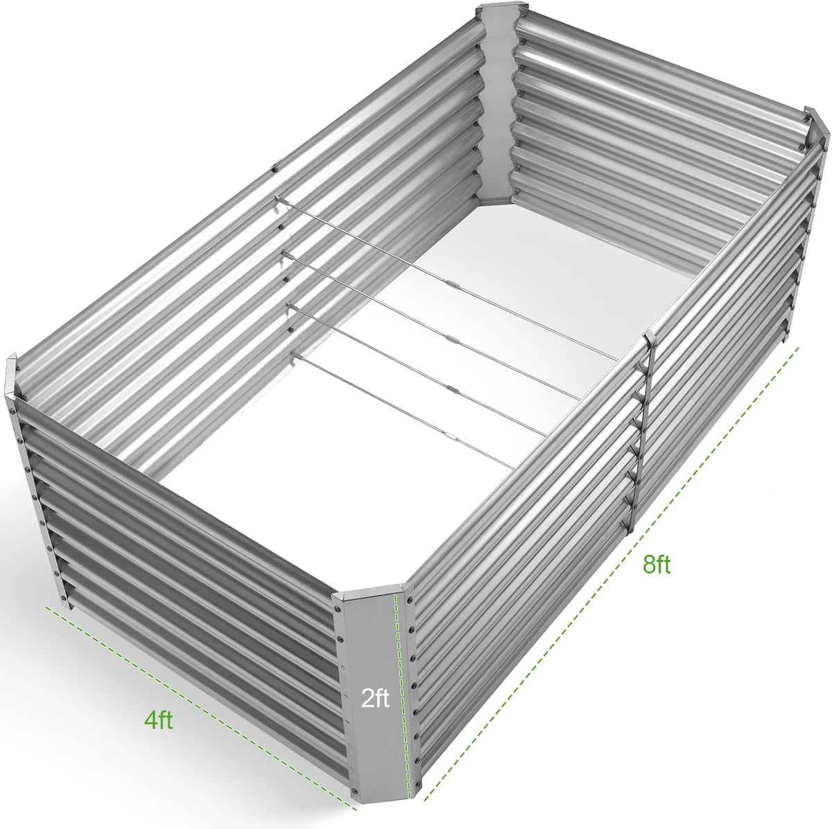 Land Guard 8×4×2 ft Galvanized Raised Garden Bed Kit, Galvanized Planter Raised Garden Boxes