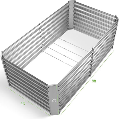Land Guard 8×4×2 ft Galvanized Raised Garden Bed Kit, Galvanized Planter Raised Garden Boxes
