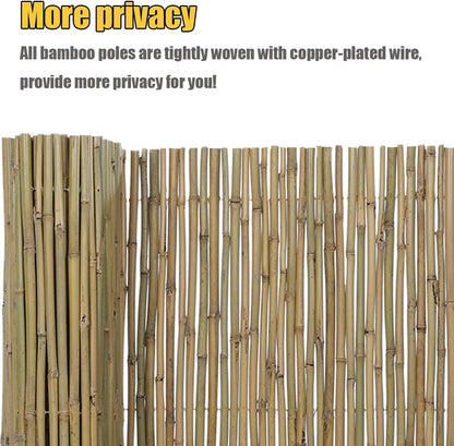 4Ft High x 8 Ft Long x 0.7In D Bamboo Fencing, Natural Bamboo Fence Rolls, Eco-Friendly Privacy