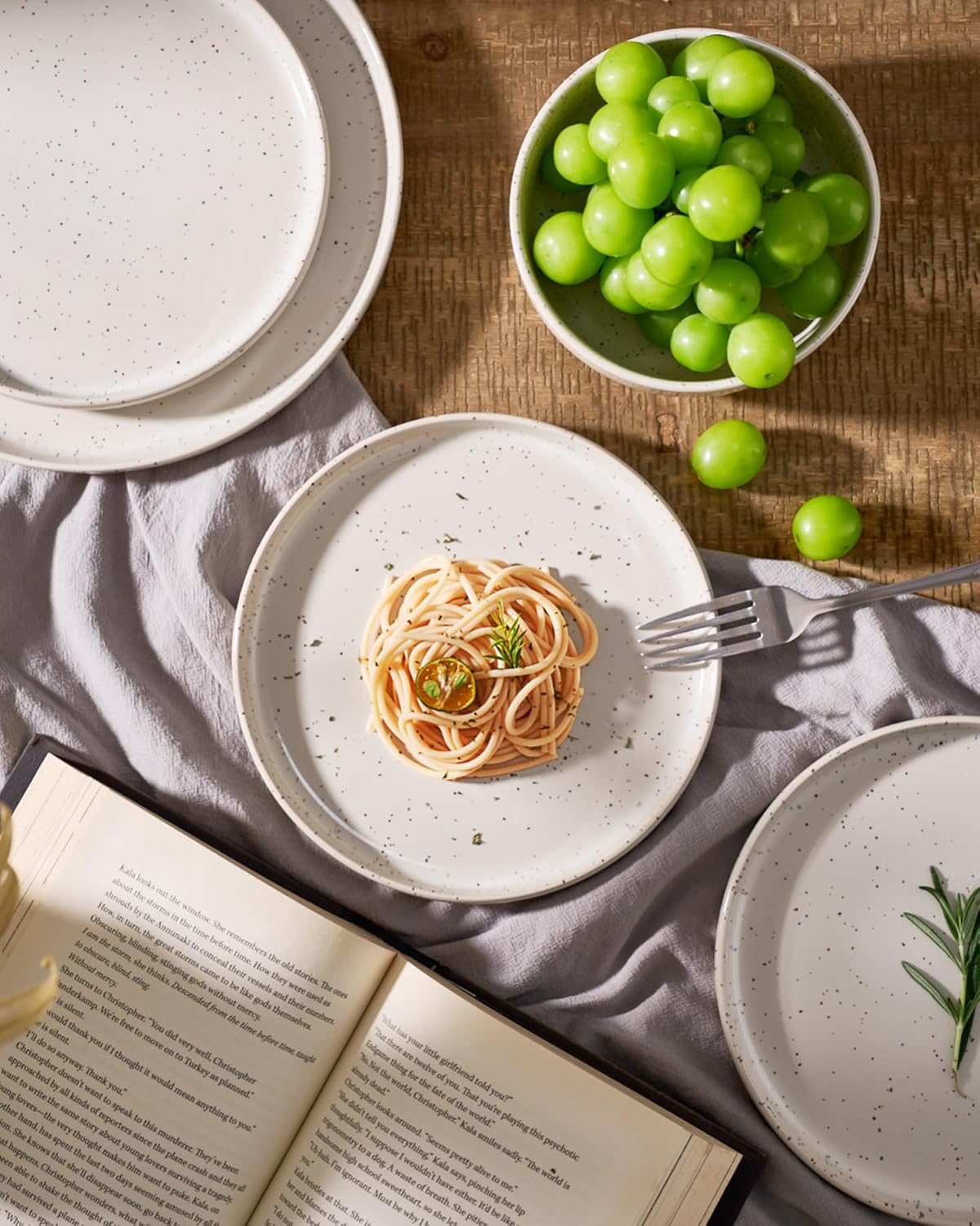 Famiware Meteor Plates and Bowls Sets for 4, 12 Pieces Dinnerware Sets, Microwave and Dishwasher