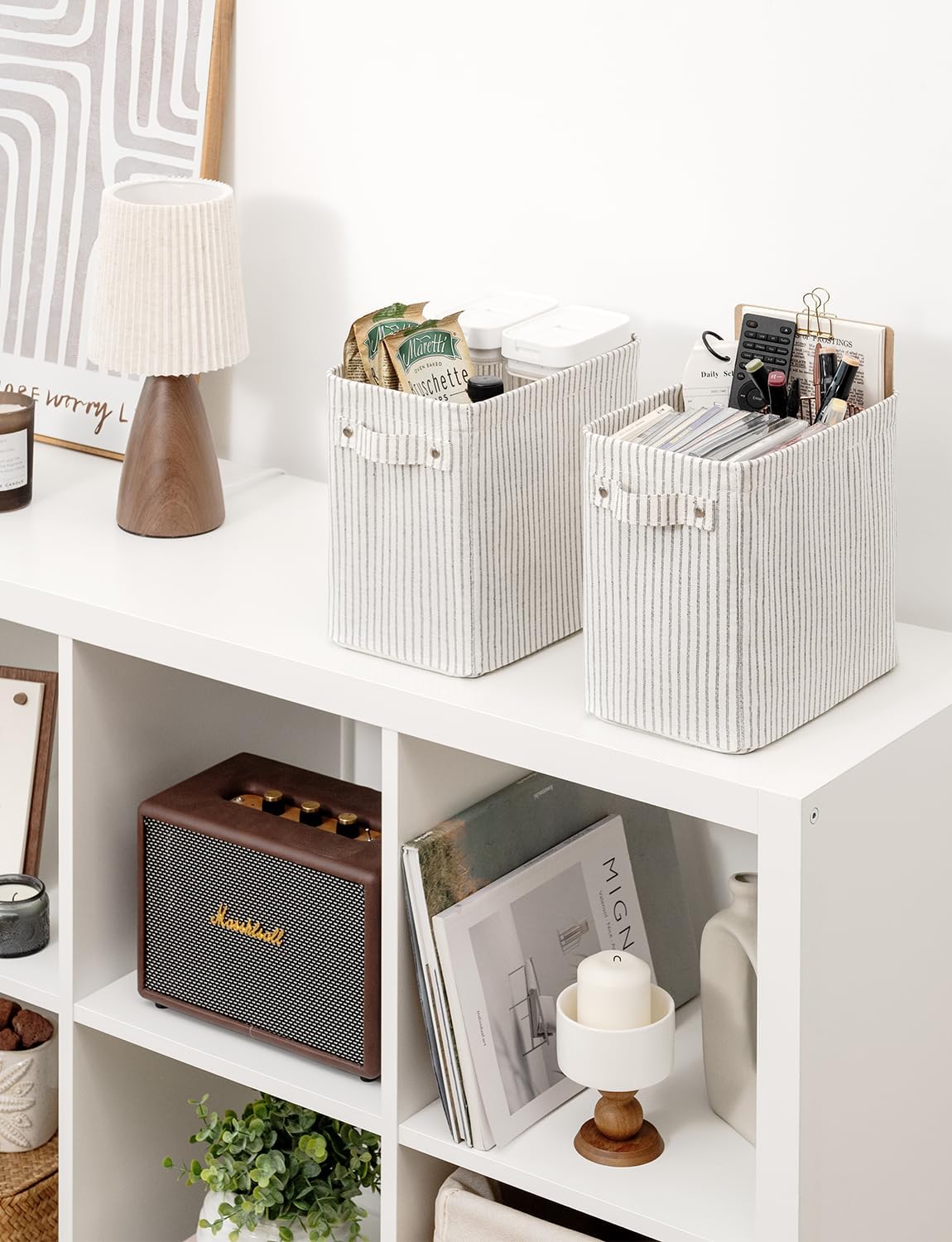 StorageWorks Narrow Storage Bins, Small Basket for Closet and Shelves, Rectangular Fabric Organizer
