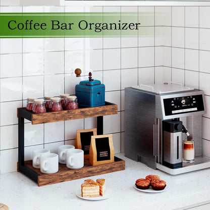 MARTY 2 Tier Spice Rack Organizer for Countertop, 15.8''L Coffee Station/Bathroom Organizer