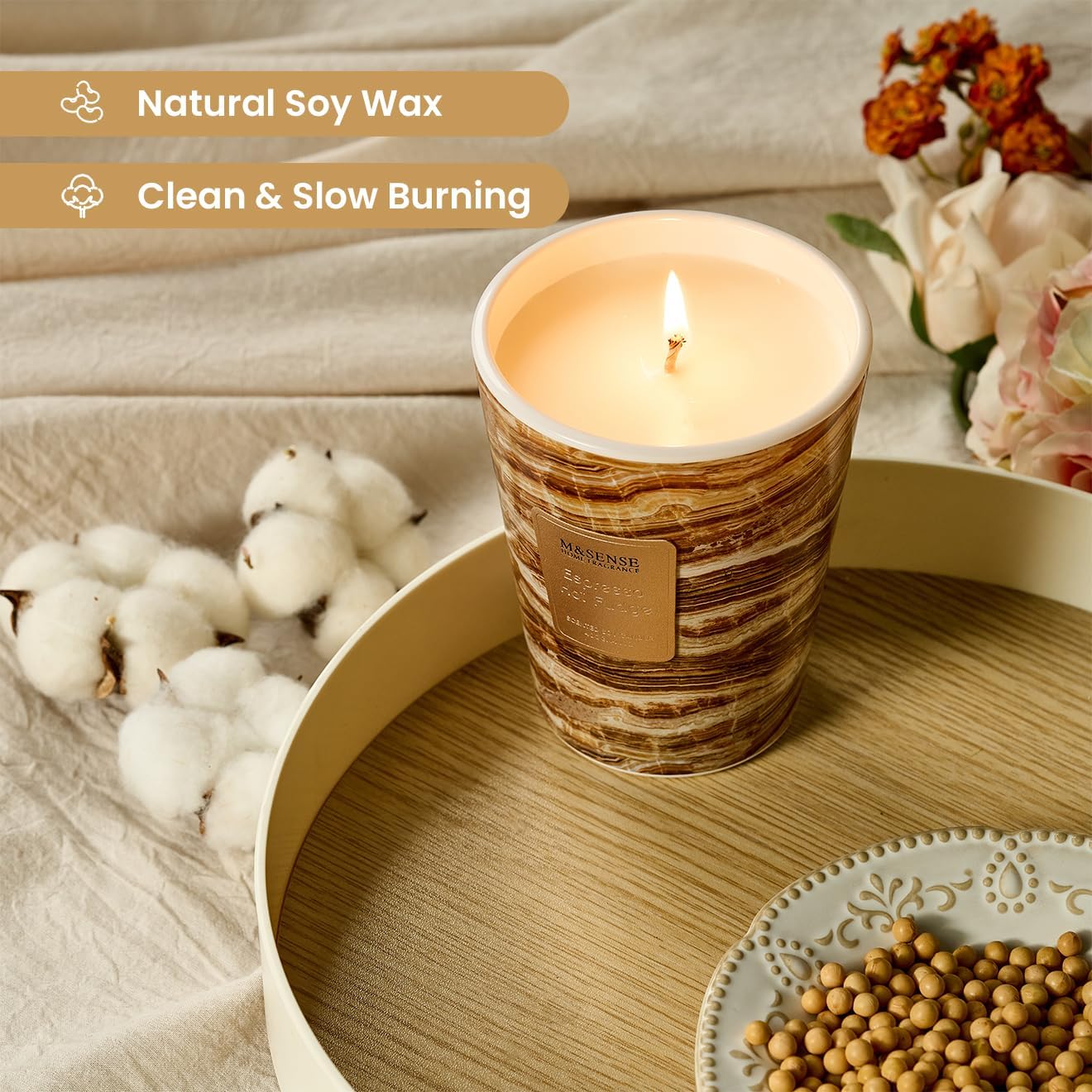M&SENSE EspressHotFudge Scented Candles for Home, Lead-Free Wick Highly Scented Jar Candles, 14.1