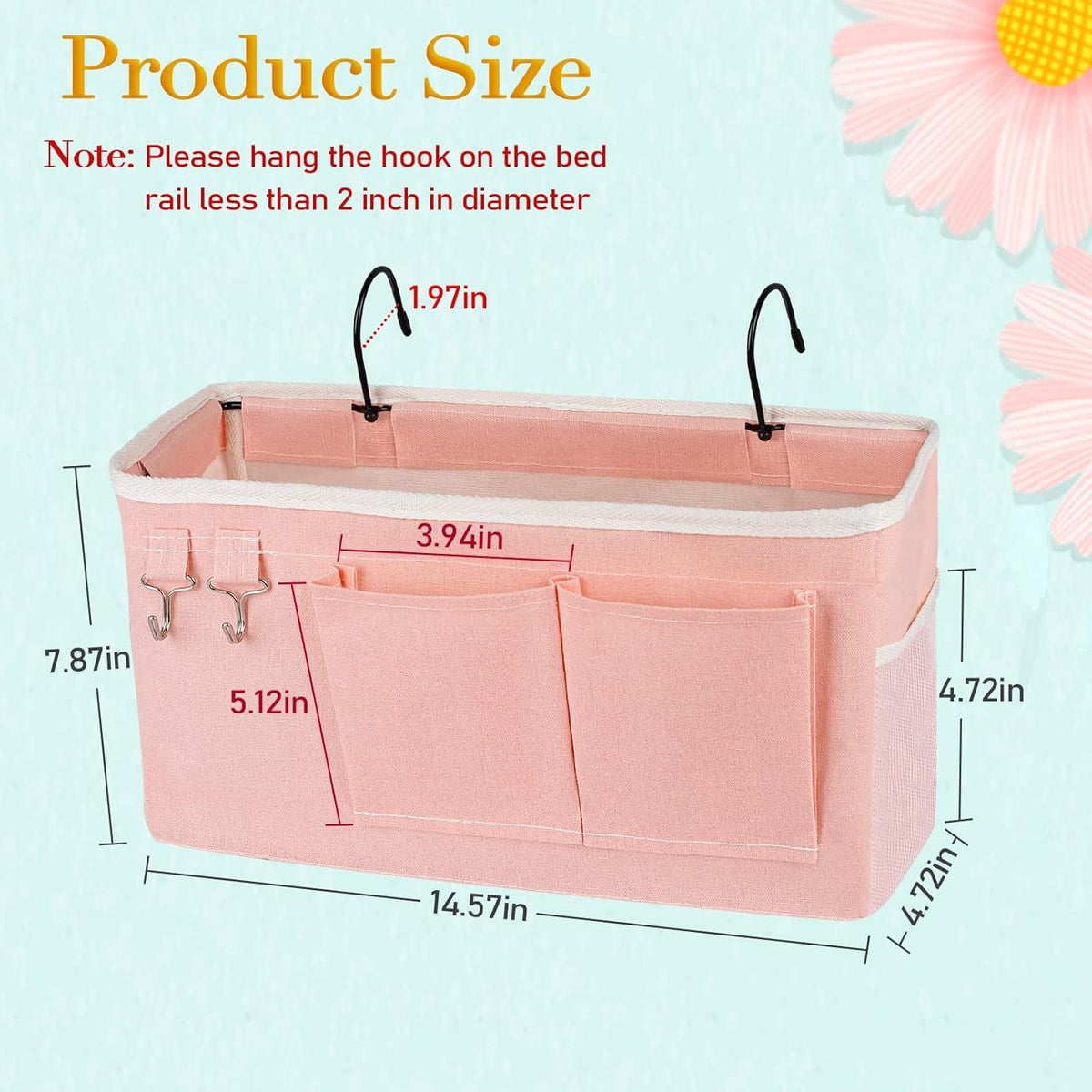 Bedside Storage Caddy/Bedside Hanging Storage Bag for Headboards Bunk Beds Dorm Rooms Book Phone