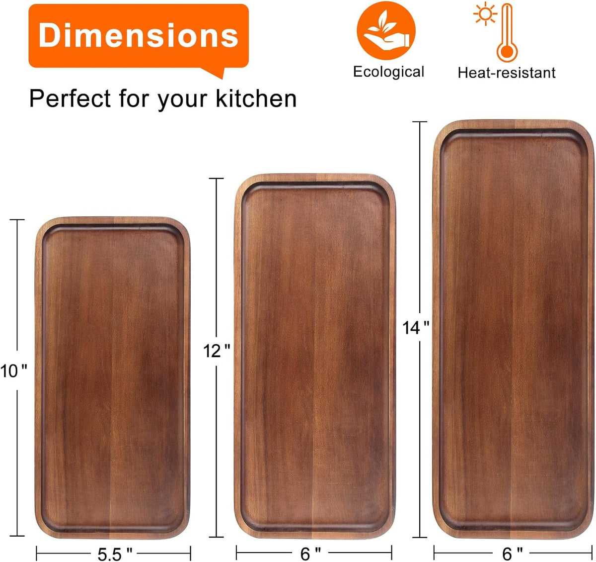 Acacia Wood Platters Small 12"x6" Long Charcuterie Board Rectangle Decorative Tray Wooden Serving