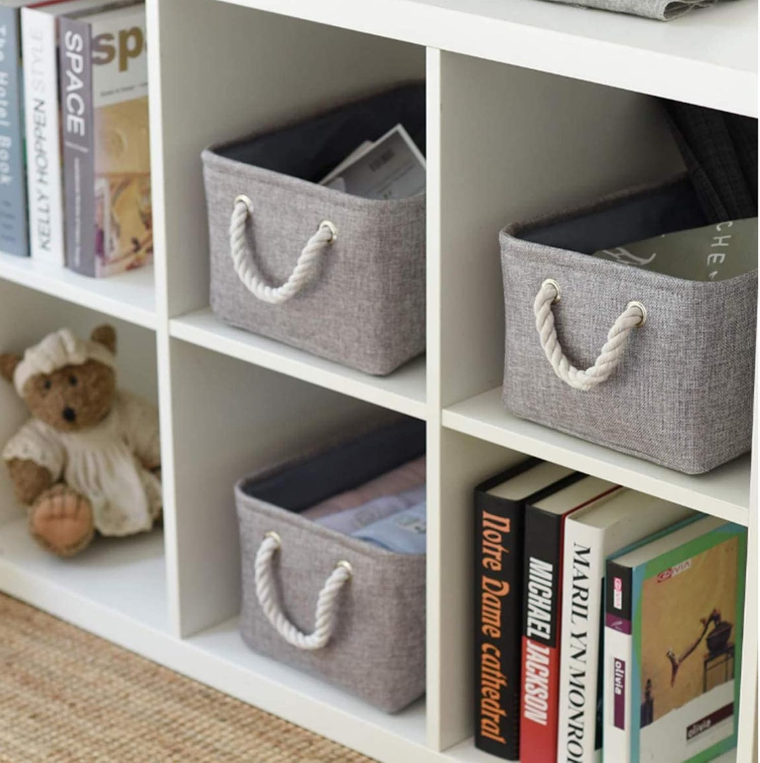TcaFmac Storage Bins for Organization - Large 3 Pack Canvas Storage Basket for Shelves with