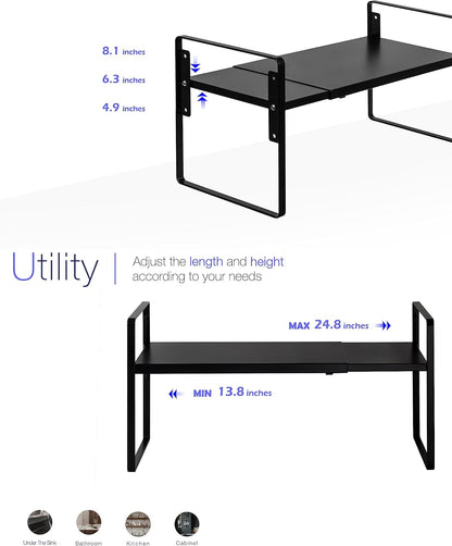 Nxconsu Cabinet Shelf Expandable Height Adjustable Organizer Riser for Kitchen Cabinet Pantry