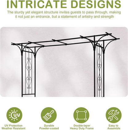 Outvita 7Ft Garden Arch Arbor, Steel Frame Stand Trellis, Arbour Archway for Wedding Ceremony