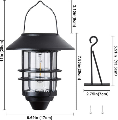Solar Lantern Outdoor Lights, Hanging Waterproof Lantern Lights with Wall Mount Kit for Garden