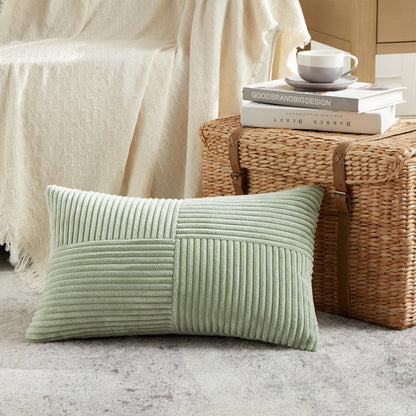 Fancy Homi 2 Packs Sage Green Long Lumbar Decorative Throw Pillow Covers 16x24 Inch for Couch Bed