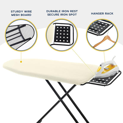 Ironing Board Full Size, RAINHOL Compact Iron Board with Iron Rest, Heat Resistant Cover with Ultra