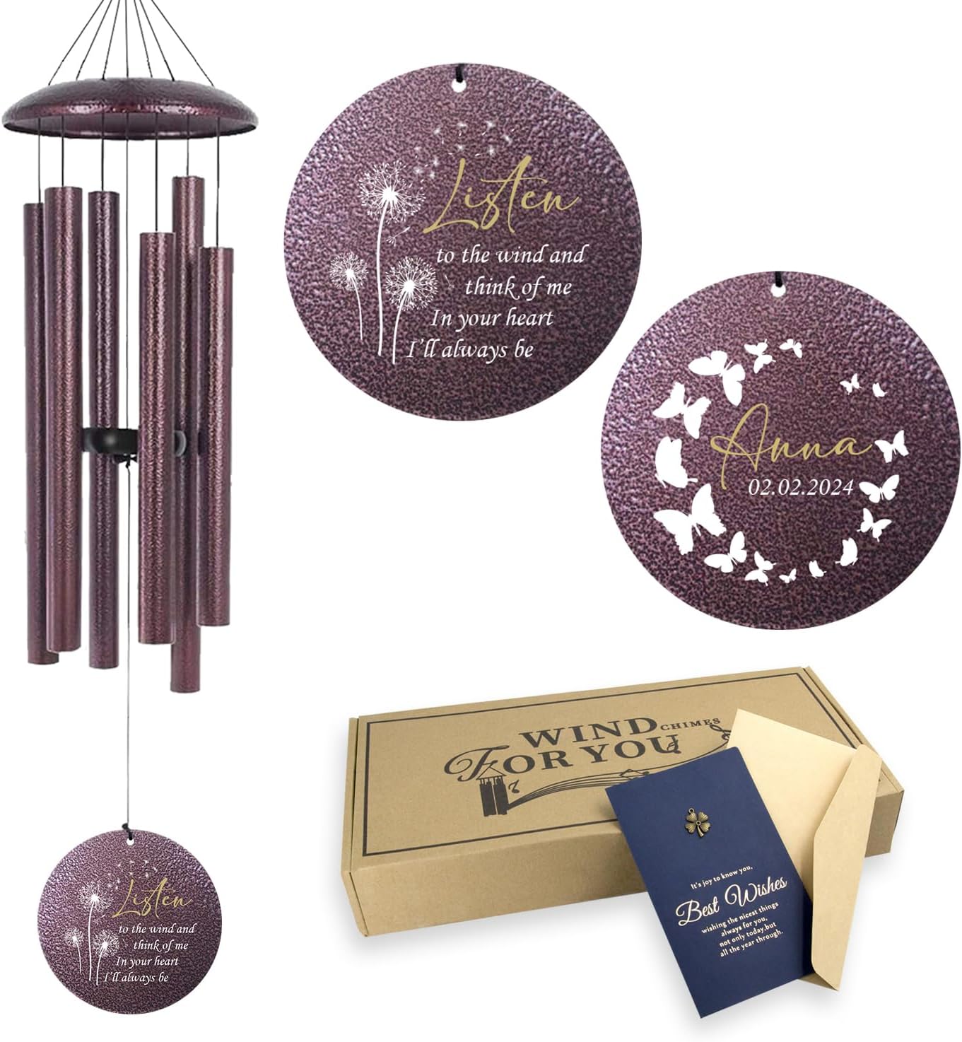 ASTARIN 36" Large Deep Tone Personalized Sympathy Wind Chimes, Memorial Wind Chime for Loss of