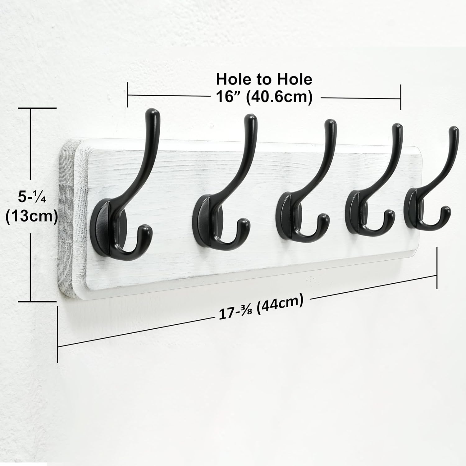 Dseap Coat Rack Wall: Patented, Heavy-Duty, 5-Double-Hooks Wooden Wall Mounted Coat Rack Coat