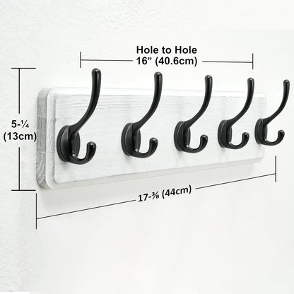 Dseap Coat Rack Wall: Patented, Heavy-Duty, 5-Double-Hooks Wooden Wall Mounted Coat Rack Coat
