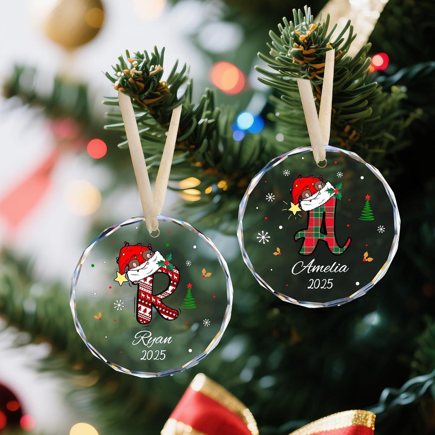 Personalized Christmas Ornaments 2025, Name Ornaments for Christmas Tree, Custom Initial Christmas