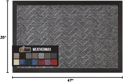 GORILLA GRIP All-Season WeatherMax Doormat, 47x35, Durable Natural Rubber, Stain and Fade
